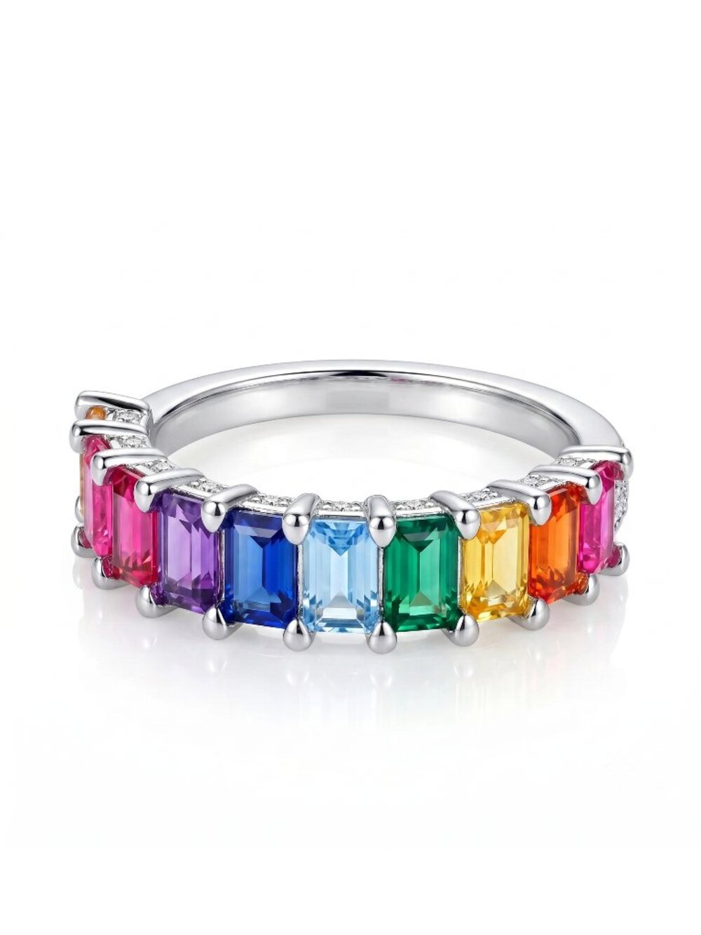 Rainbow Multicolor Heart Ring, Charmed Aroma Pride Month Jewlery Stackable Ring